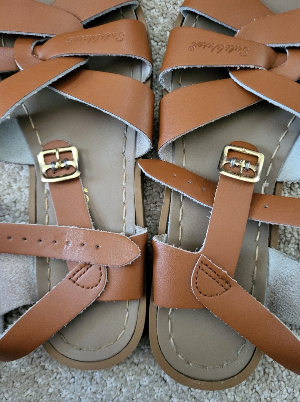 Salt Water Sandals, Girls Size 6, Brown - Picture 3 of 5